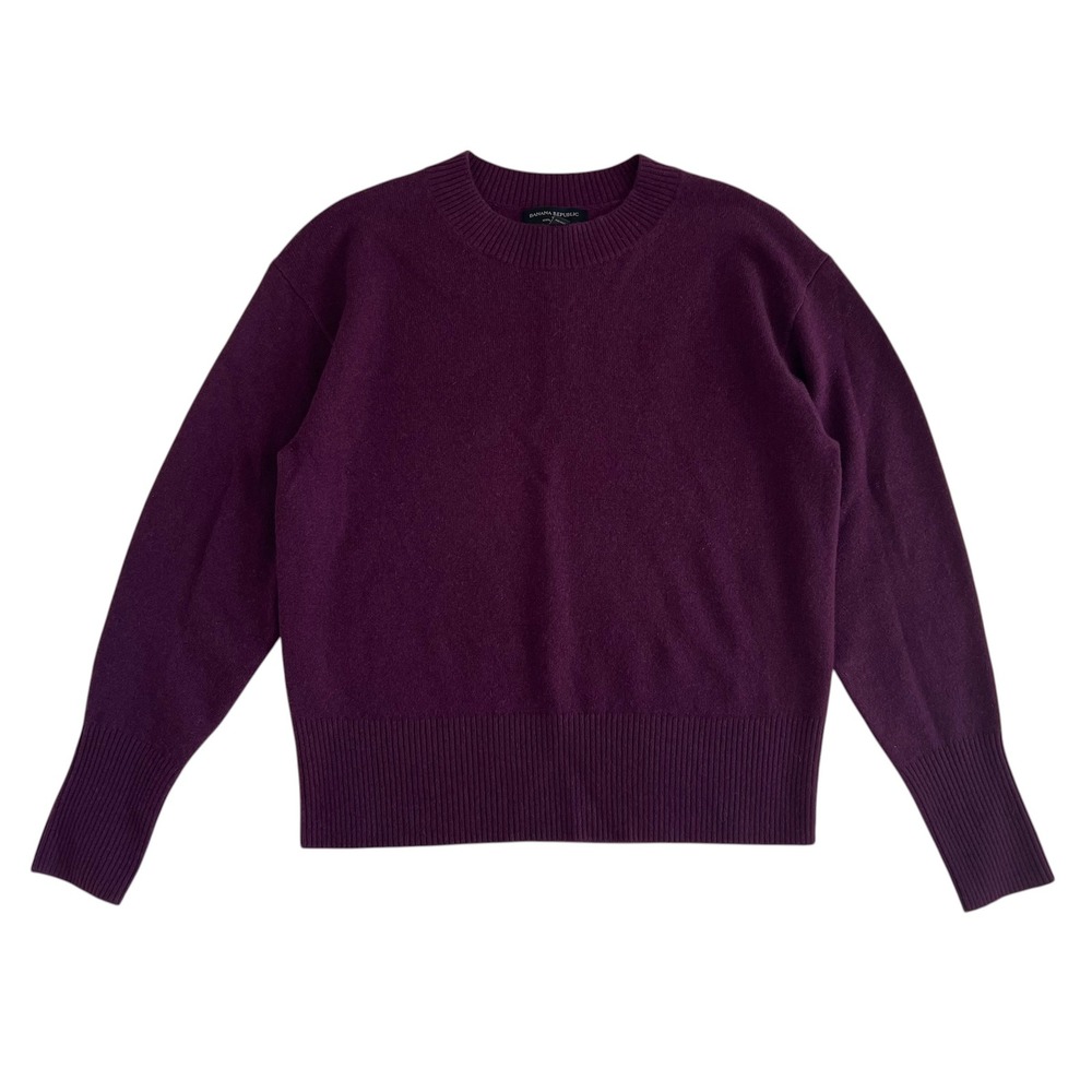 Banana Republic Factory 2023 100% Cashmere Crew Neck Sweater Plum Purple SZ S